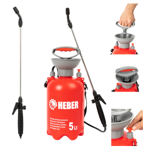 Pompa de stropit manuala, 5 litri, Heber, duze incluse